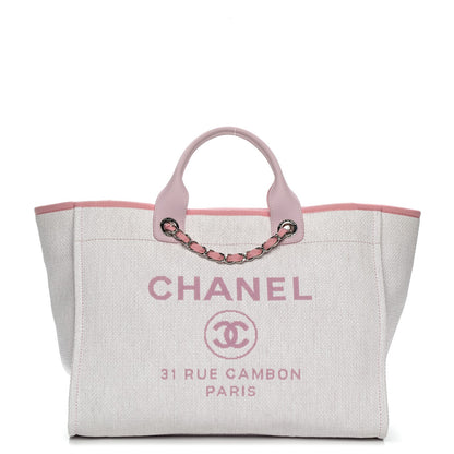 Chanel Canvas Large Deauville Tote Pink 1 of 8