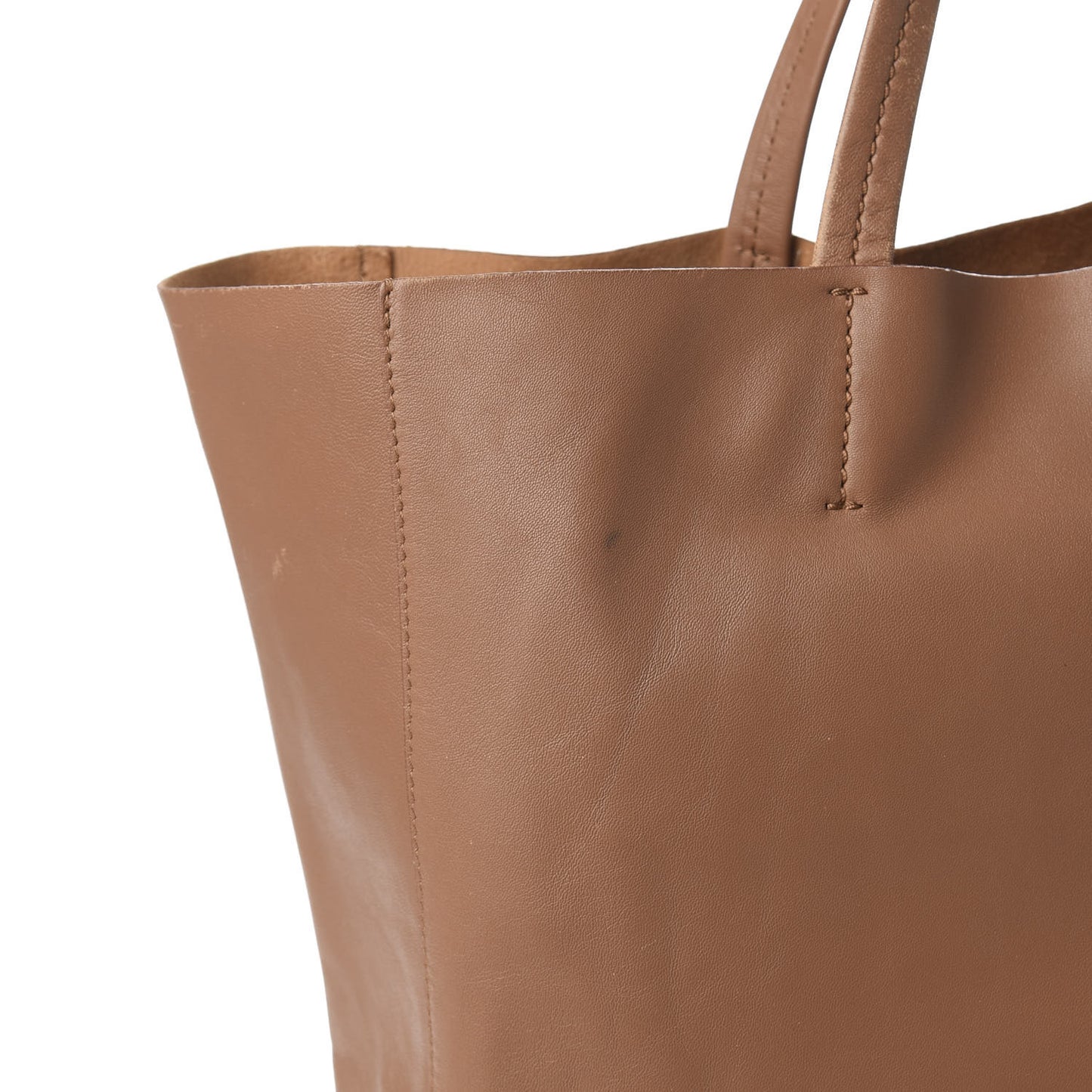 Lambskin Vertical Cabas Beige Brown