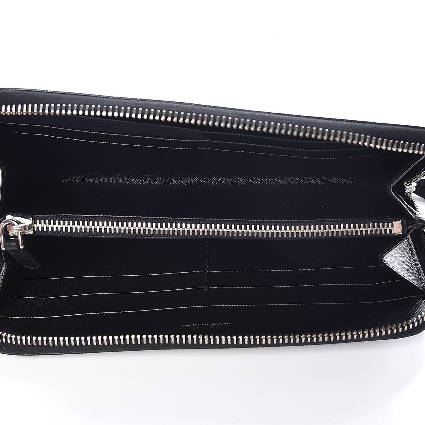 Saffiano Triangle Zip Around Wallet Black
