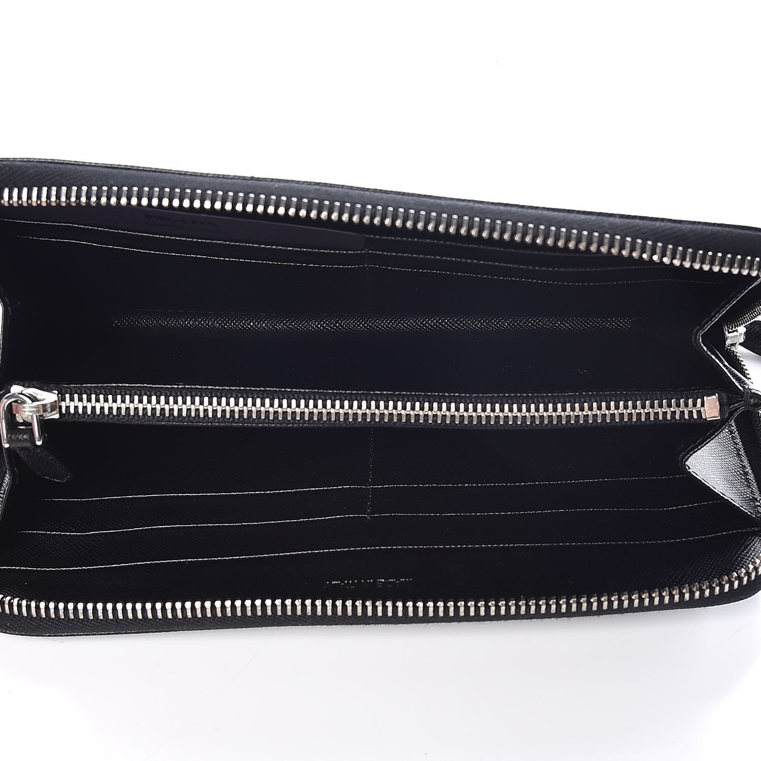 Prada Saffiano Triangle Zip Around Wallet Black 5 of 7