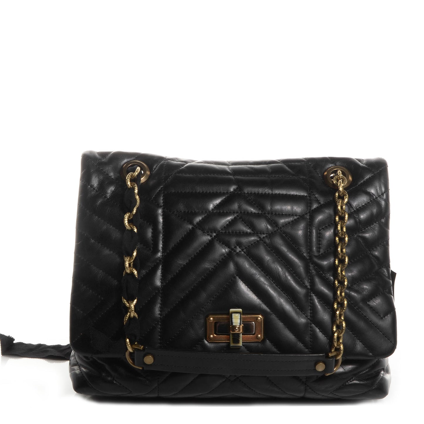 Quilted Calfskin Happy Medium Shoulder Bag Black