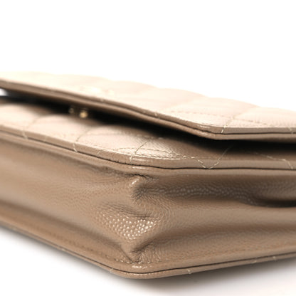 Chanel Caviar Quilted Wallet on Chain WOC Dark Beige 11 of 12