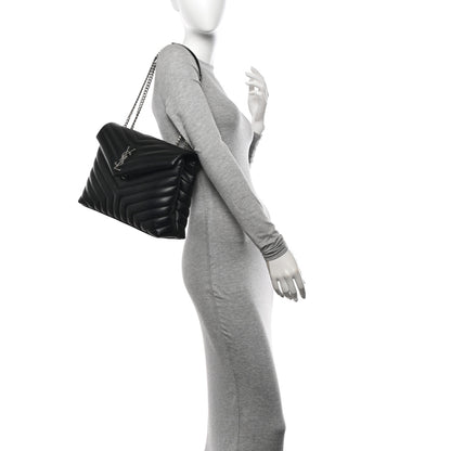 Saint Laurent Calfskin Y Quilted Monogram Medium Loulou Chain Satchel Black 2 of 10