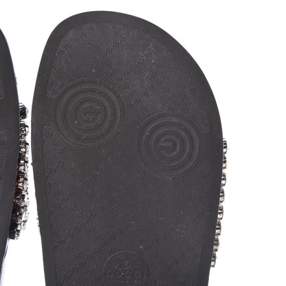 Gucci Calfskin Crystal Embellished Web Slide Sandals 39 Blue Red 10 of 15