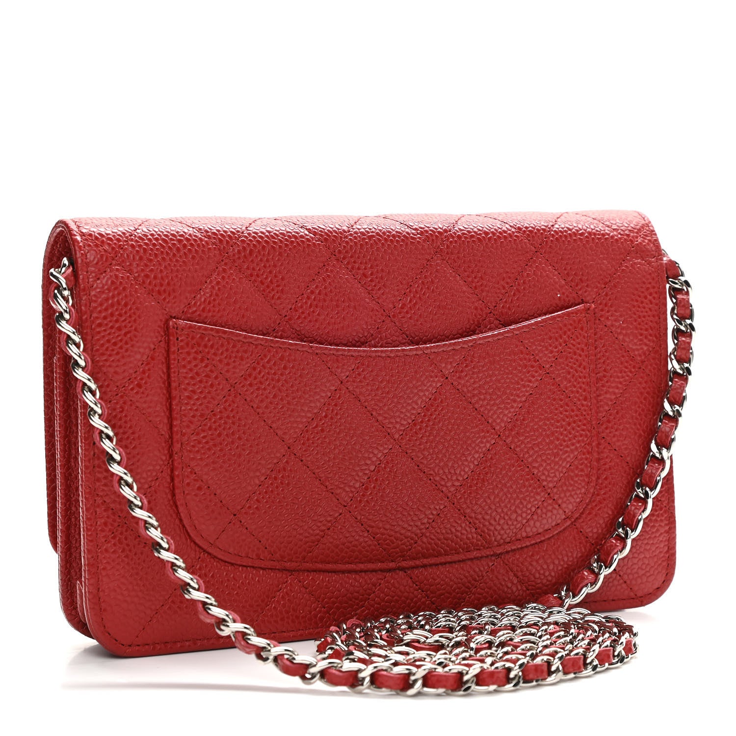 Chanel Caviar Quilted Wallet On Chain WOC Red 3 of 12