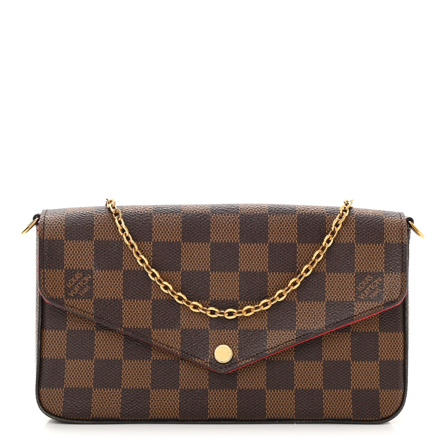 Louis Vuitton Damier Ebene Pochette Felicie Chain Wallet 1 of 10