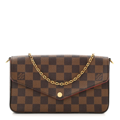 Louis Vuitton Damier Ebene Pochette Felicie Chain Wallet 1 of 10