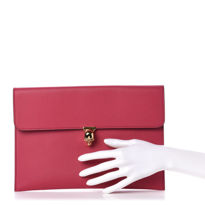 Alexander McQueen Calfskin Skull Envelope Clutch Fuchsia 2 of 9