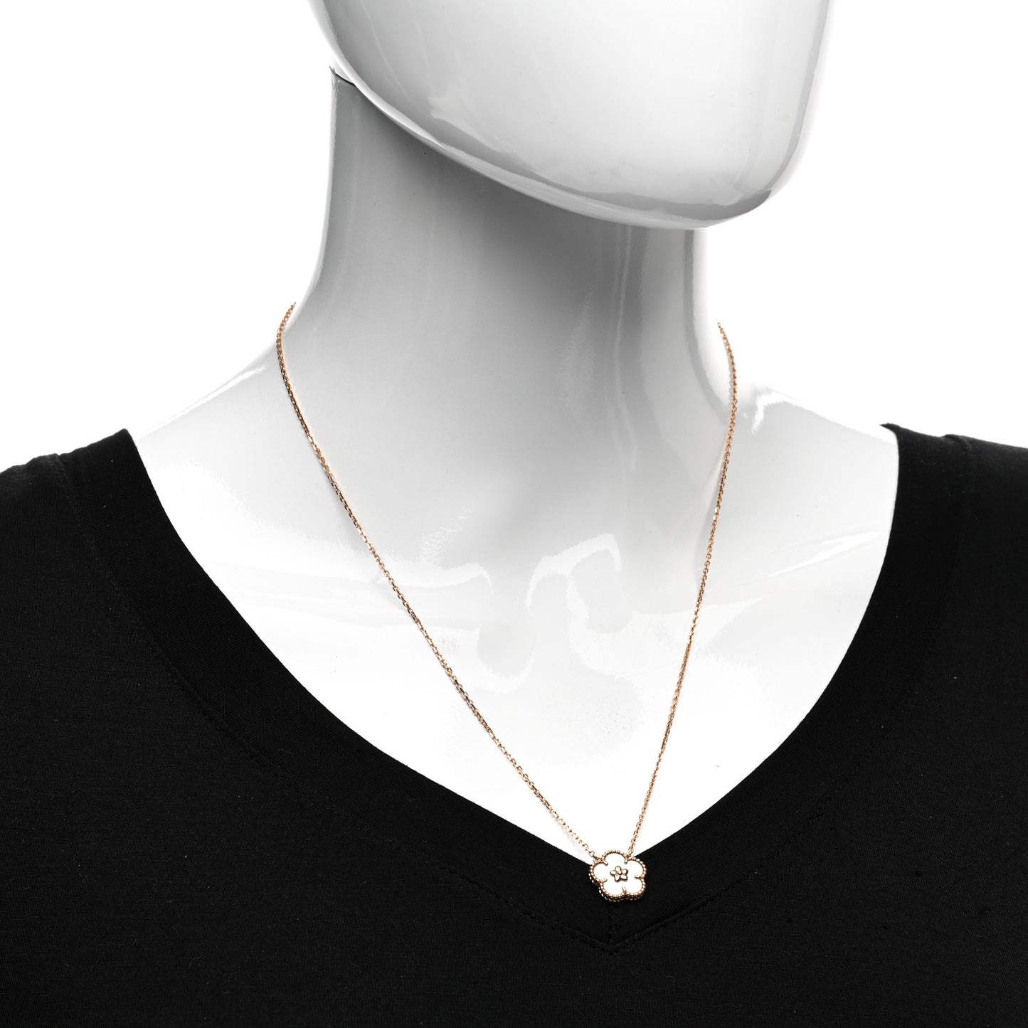 18K Rose Gold Mother Of Pearl Lucky Spring Plum Blossom Necklace
