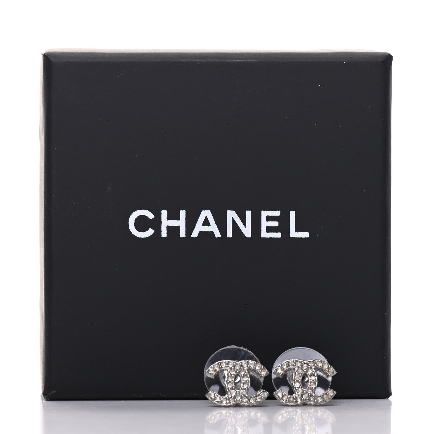Chanel Crystal CC Earrings Silver 5 of 5