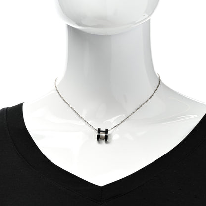 Hermes Lacquered Palladium Pop H Pendant Necklace Black 2 of 5