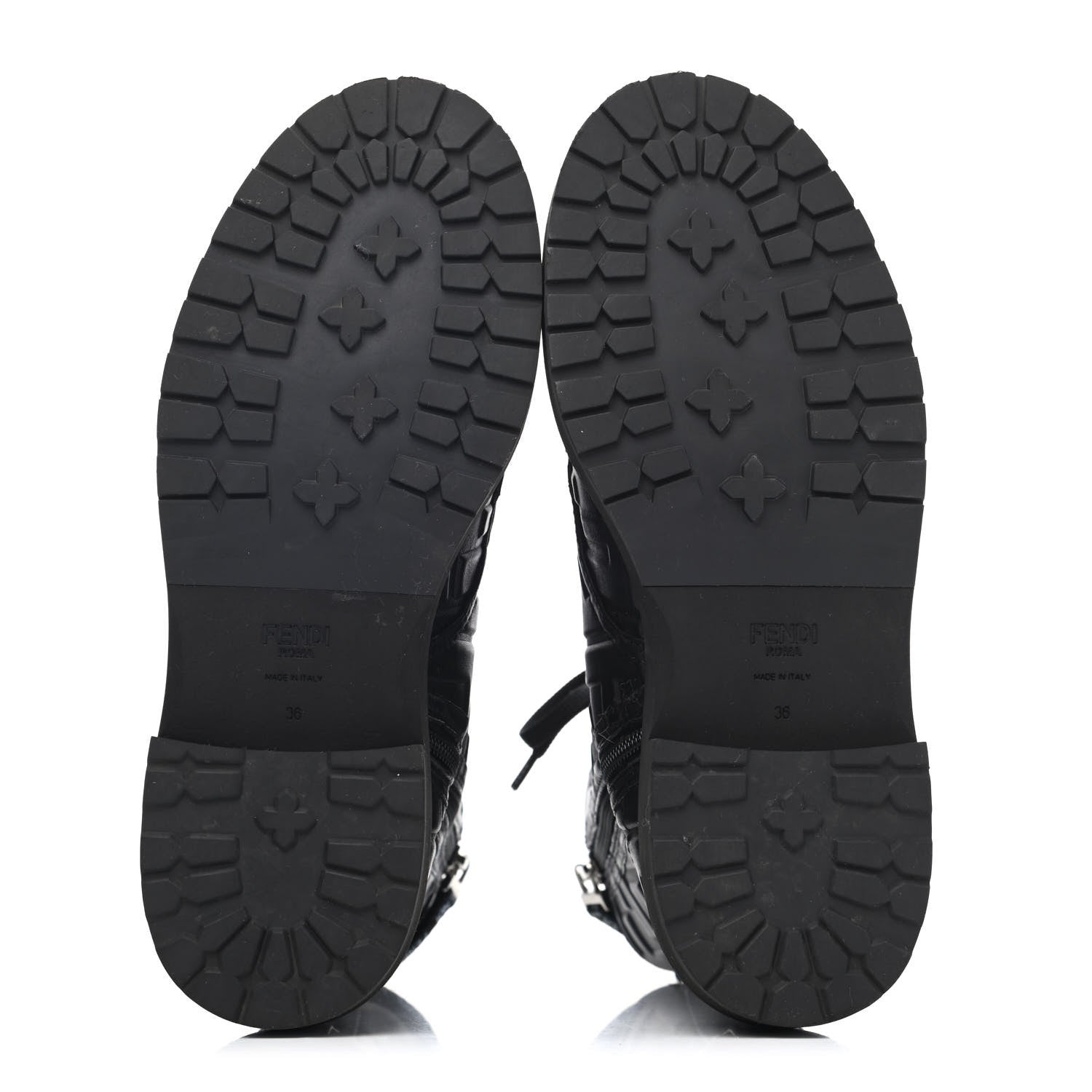 Fendi Nappa FF Embossed Womens Biker Boots 36 Black 4 of 4