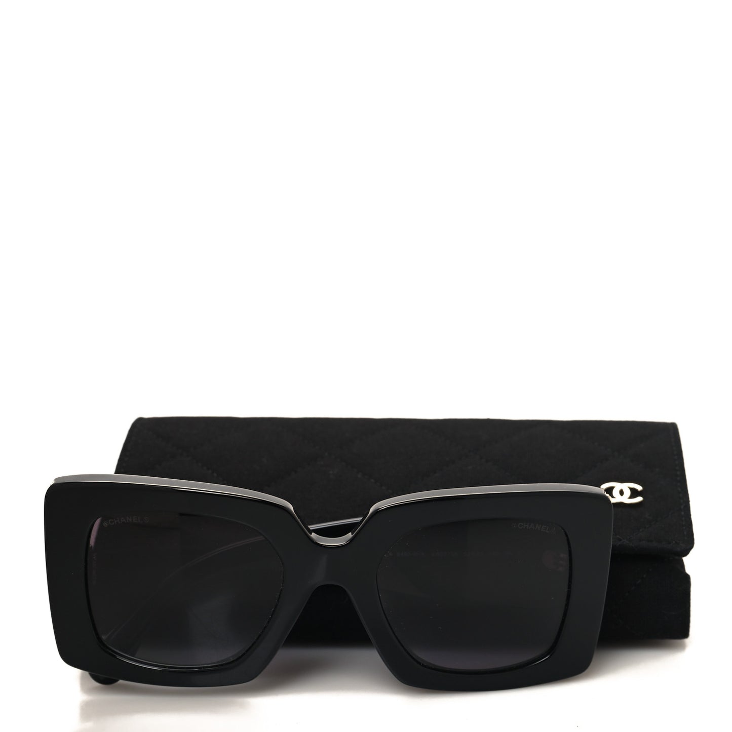Acetate Pearl Rectangle Sunglasses 5480-H-A Black