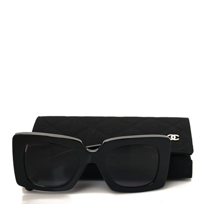 Chanel Acetate Pearl Rectangle Sunglasses 5480-H-A Black 7 of 7