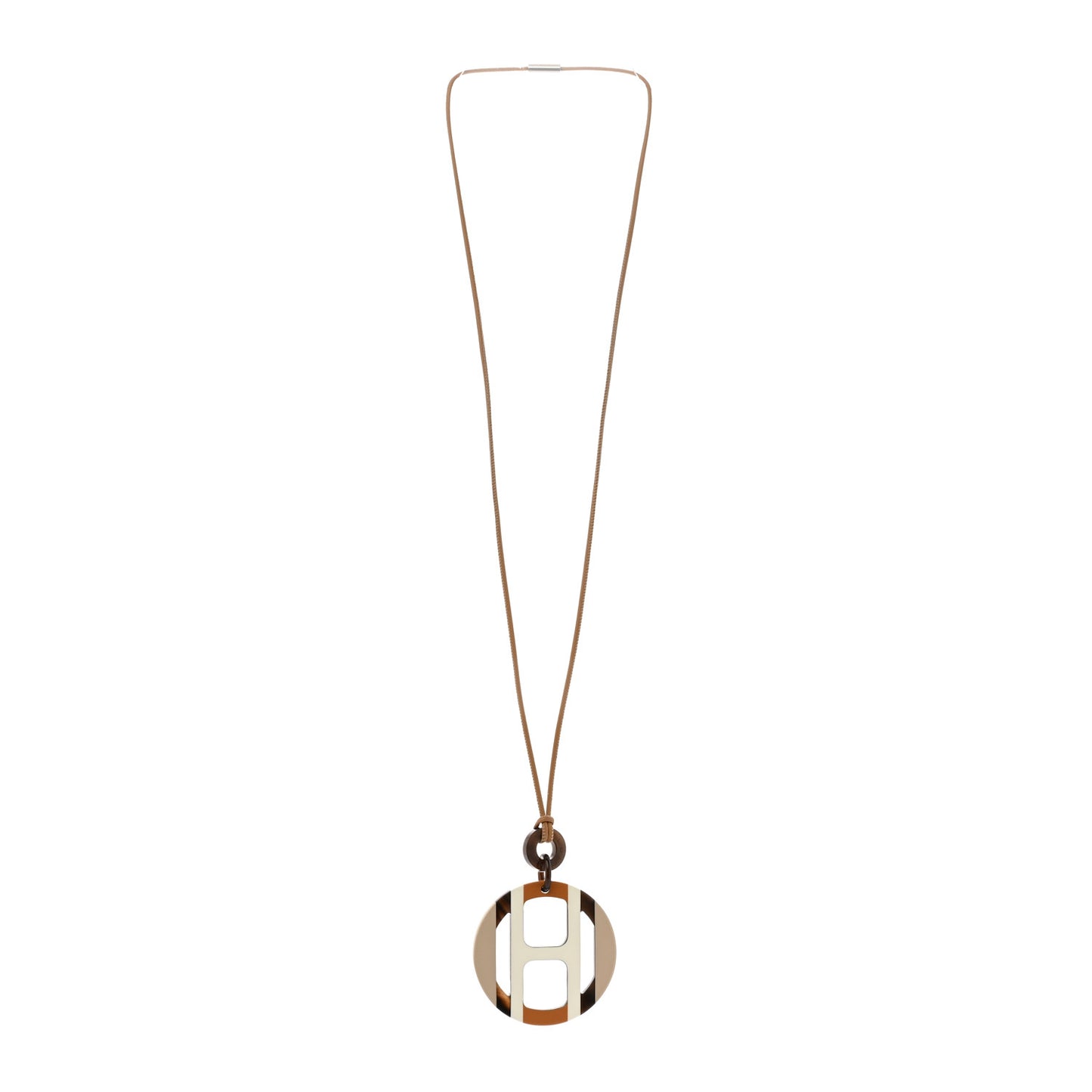 Buffalo Horn Lacquer H Equipe Pendant Necklace Sable