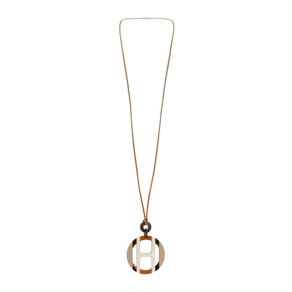 Hermes Buffalo Horn Lacquer H Equipe Pendant Necklace Sable 3 of 7