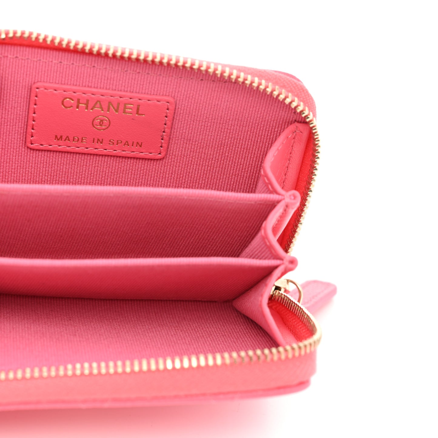 Caviar Quilted Zip Coin Purse Pink