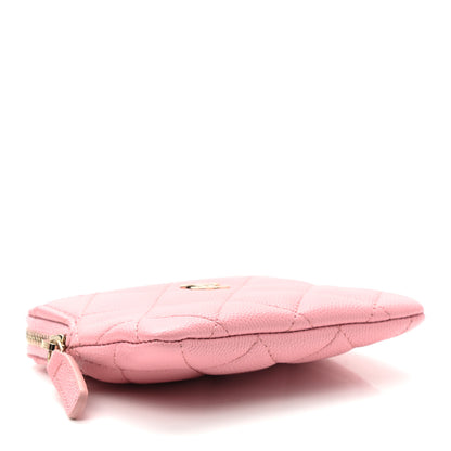 Chanel Caviar Quilted Zip Card Holder Wallet Pink 4 of 9