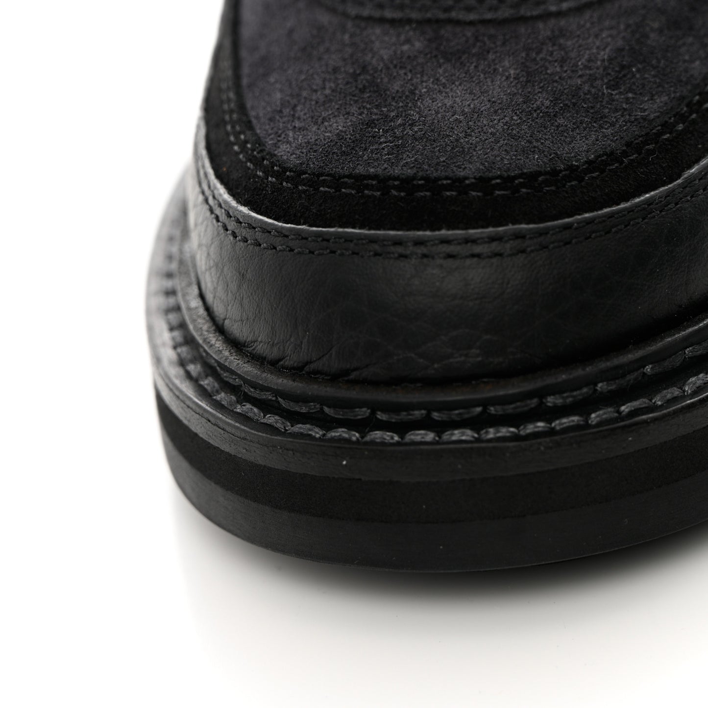 Suede Grained Calfskin CC Lace Up Boots 37 Black