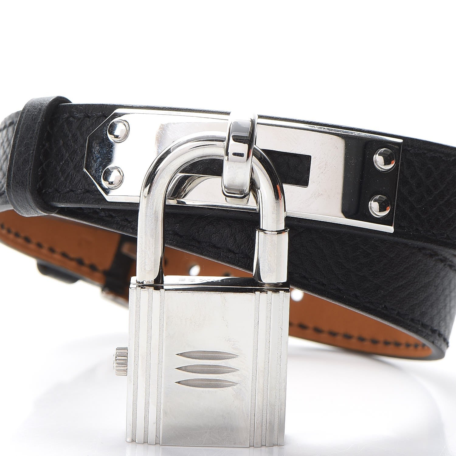 Hermes Stainless Steel Epsom 20mm Kelly Cadena Double Tour Quartz Watch Noir 11 of 12