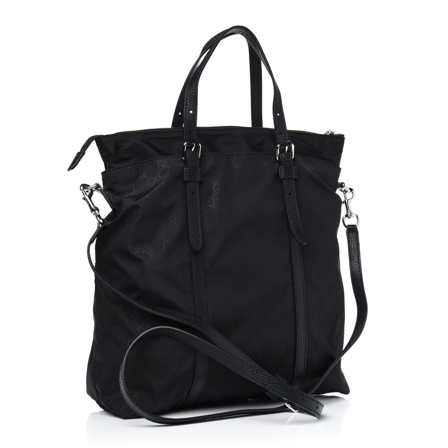 Nylon Monogram Medium Vertical Tote Black