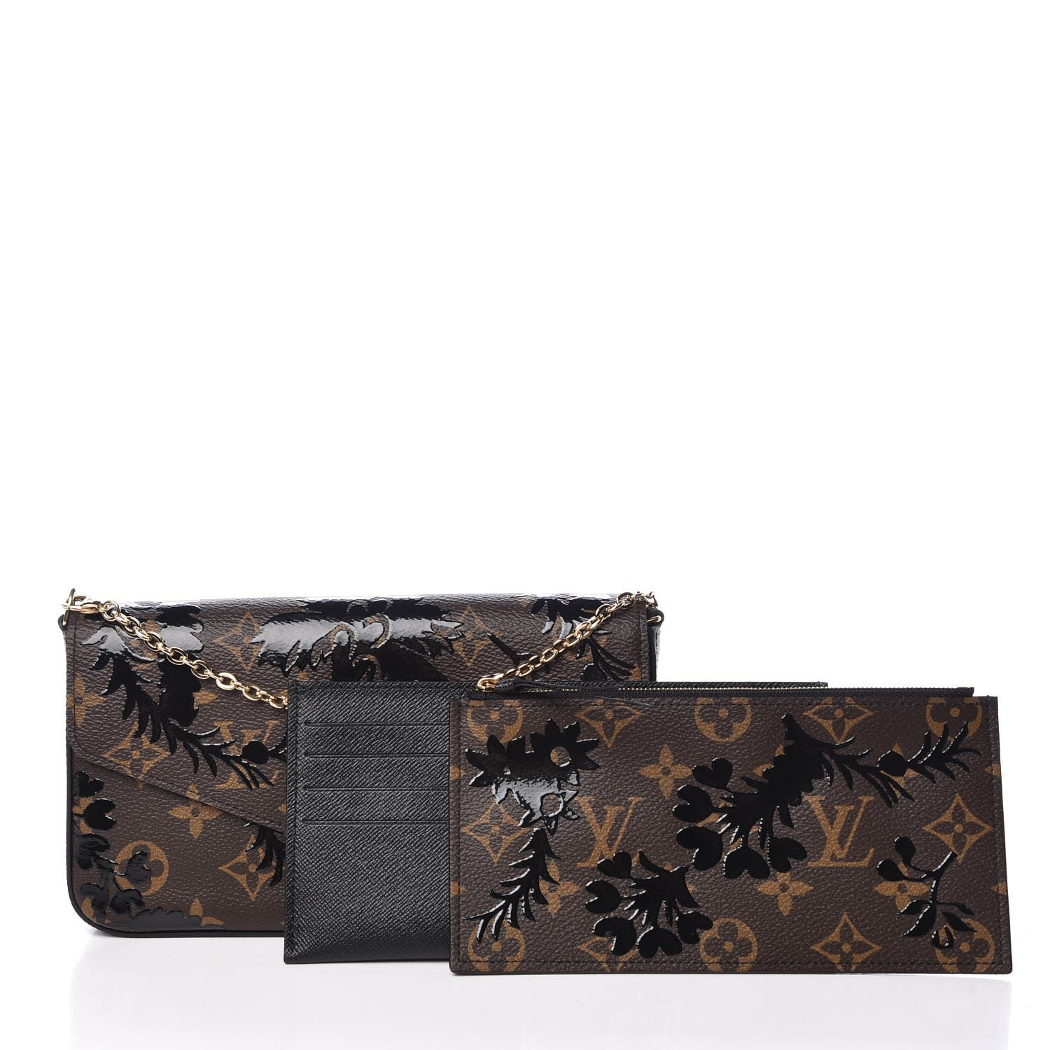 Louis Vuitton Monogram Blossom Pochette Felicie Chain Wallet Black 10 of 11