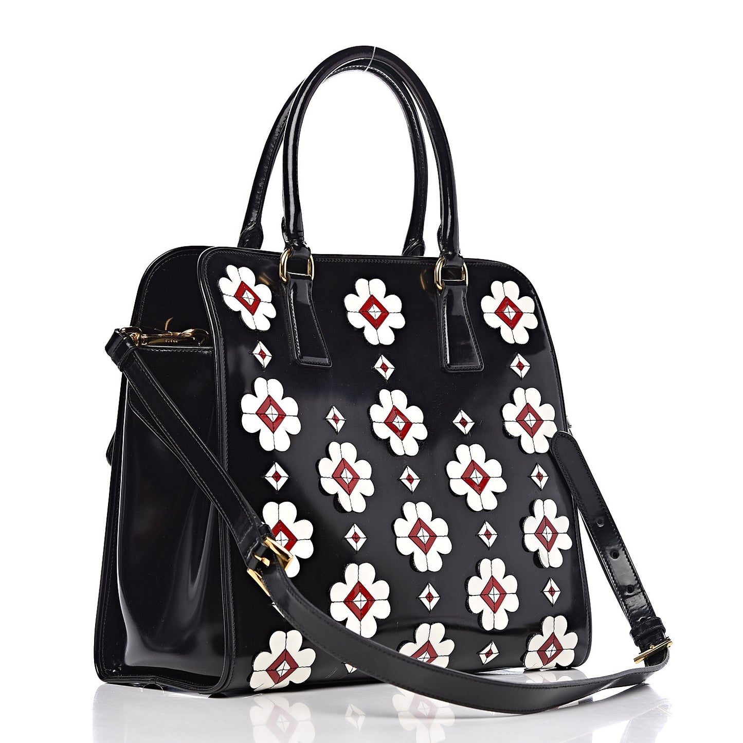 Spazzolato Floral Shopper Black White