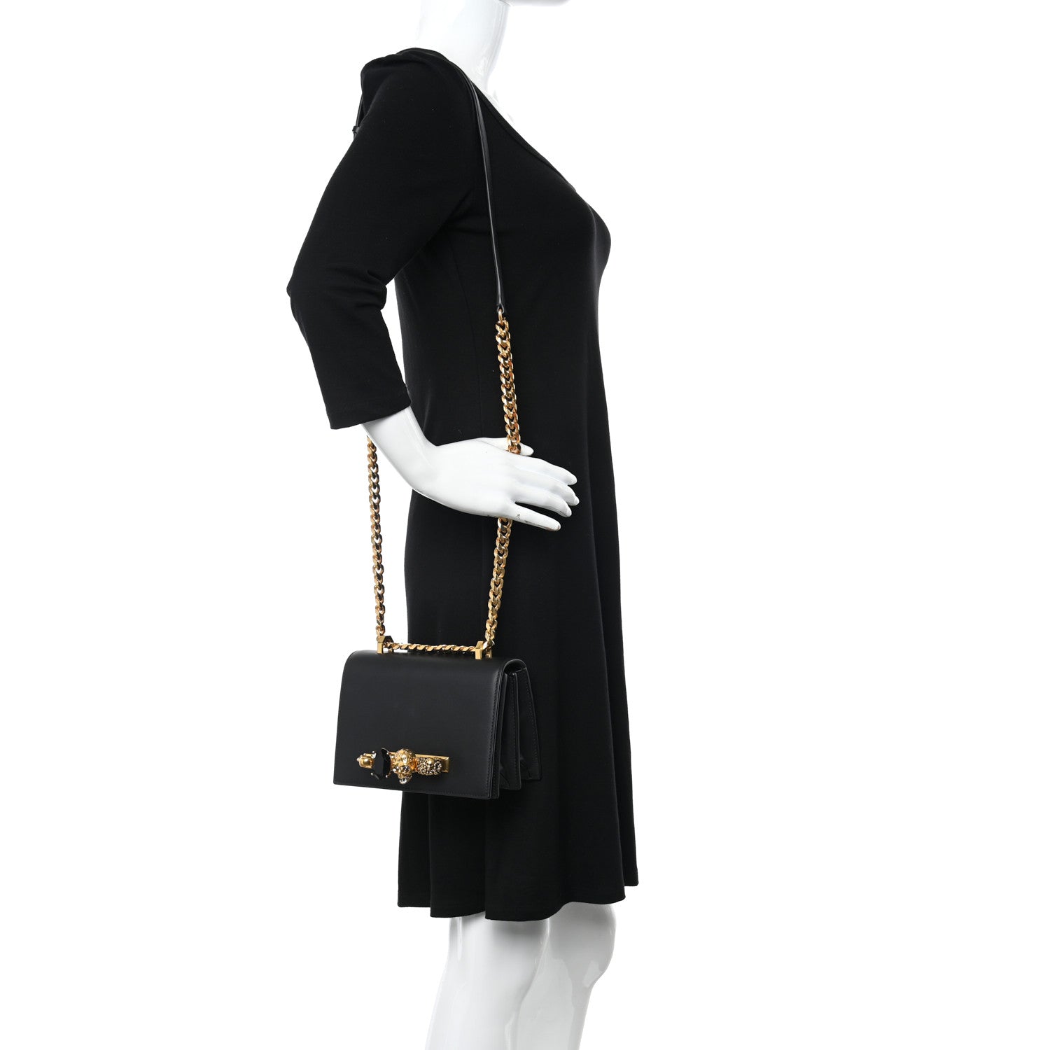 Alexander McQueen Calfskin Knuckle Crossbody Black 2 of 13