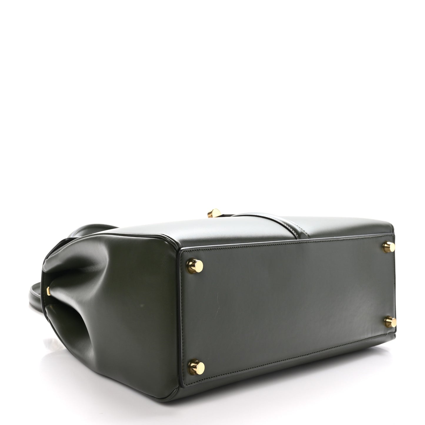 Satinated Calfskin Medium 16 Top Handle Bag Khaki