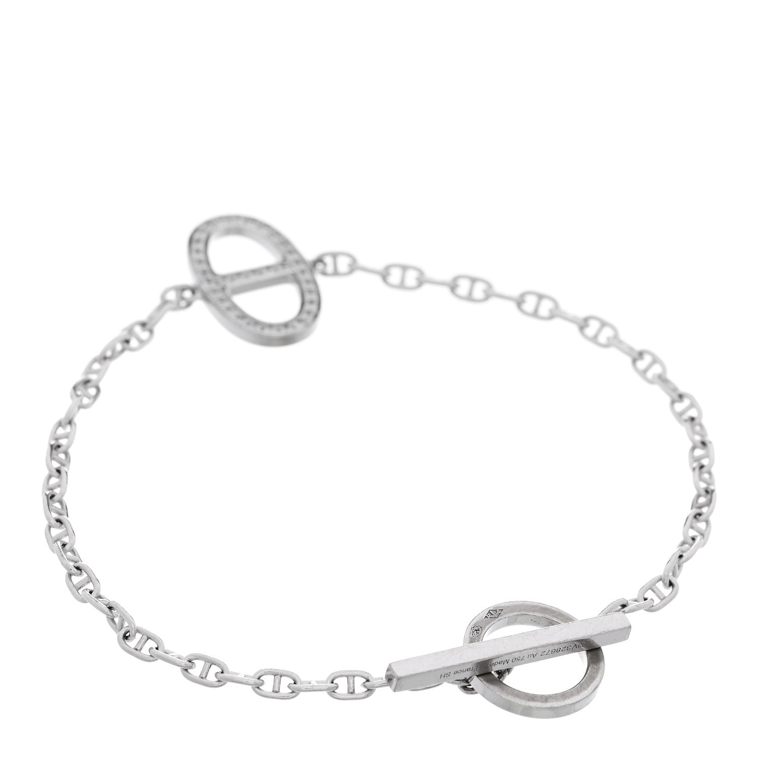 Hermes 18K White Gold Diamond Chaine d'Ancre Contour Bracelet SH 2 of 6