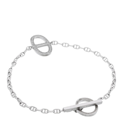 Hermes 18K White Gold Diamond Chaine d'Ancre Contour Bracelet SH 2 of 6