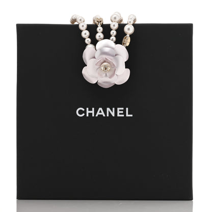 Chanel Pearl Crystal CC Camellia Necklace Gold Pale Pink White 4 of 4