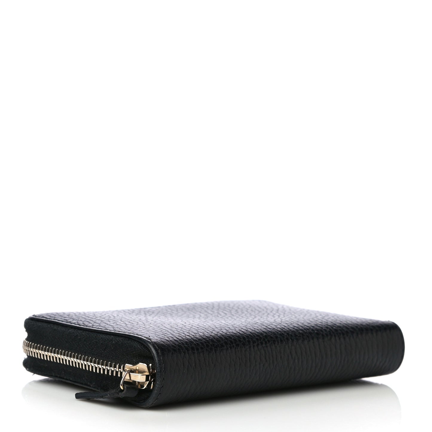Pebbled Calfskin Zip Around Wallet Black