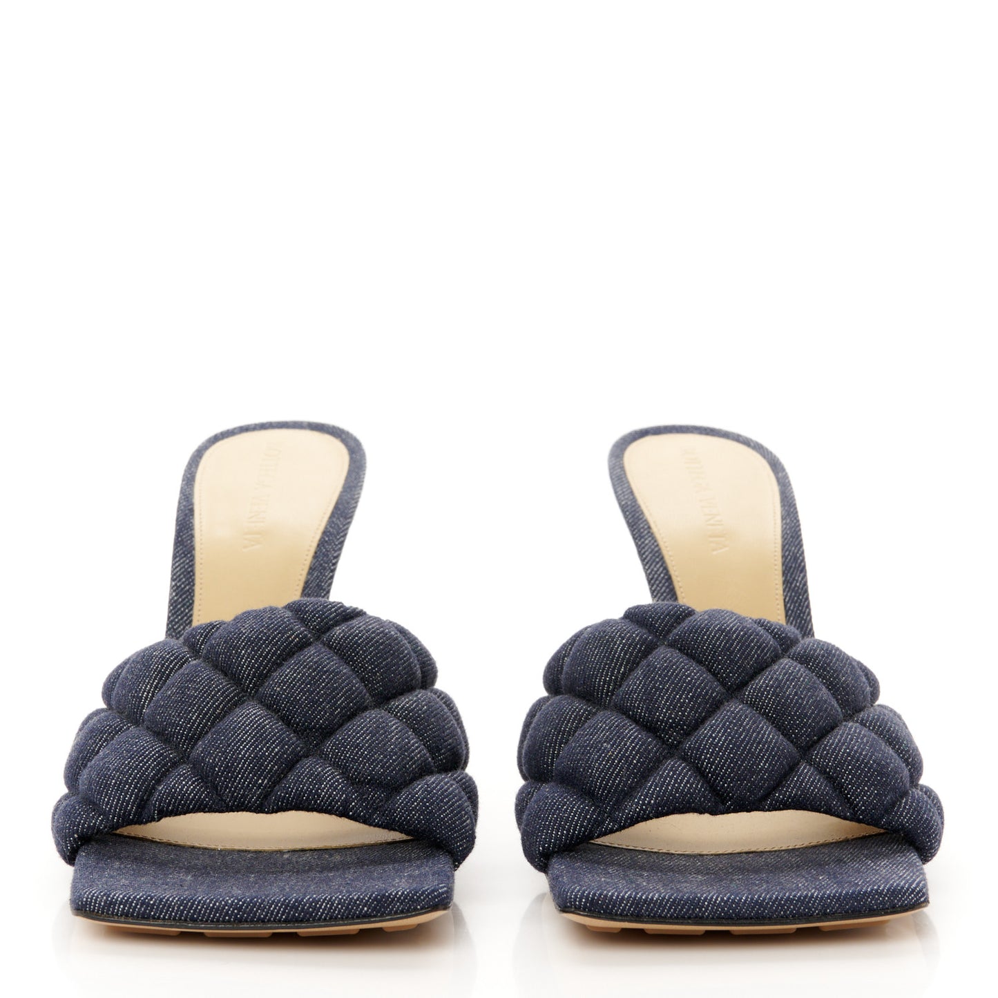 Denim Matelasse Padded Mule Sandals 39 Indigo
