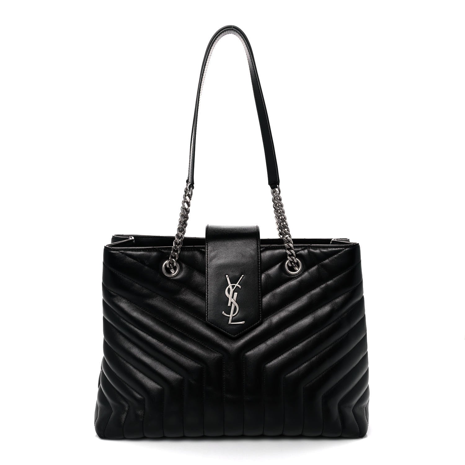 Saint Laurent Calfskin Y Quilted Monogram Large Loulou Shopper Black 1 of 9