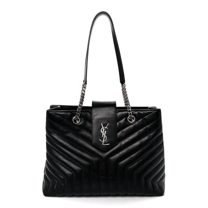 Saint Laurent Calfskin Y Quilted Monogram Large Loulou Shopper Black 1 of 9