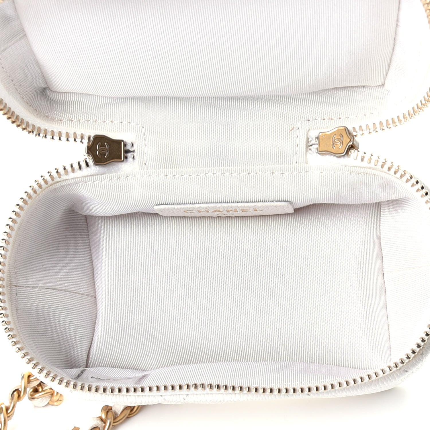 Chanel Caviar Quilted Mini Top Handle Vanity With Chain White 5 of 10