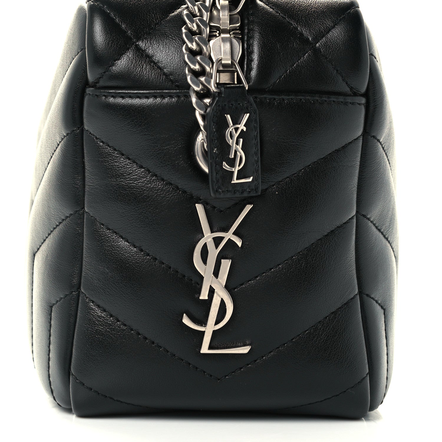 Saint Laurent Calfskin Y Quilted Monogram Small Loulou Bowling Bag Black 8 of 11