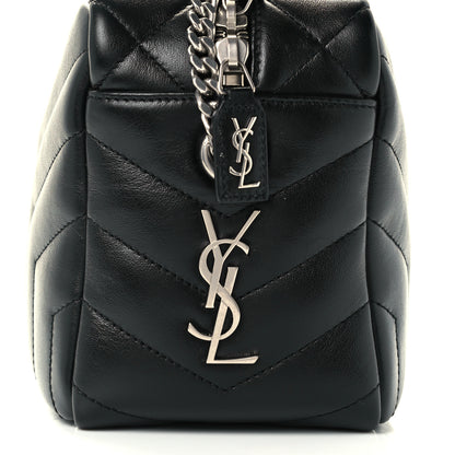 Saint Laurent Calfskin Y Quilted Monogram Small Loulou Bowling Bag Black 8 of 11