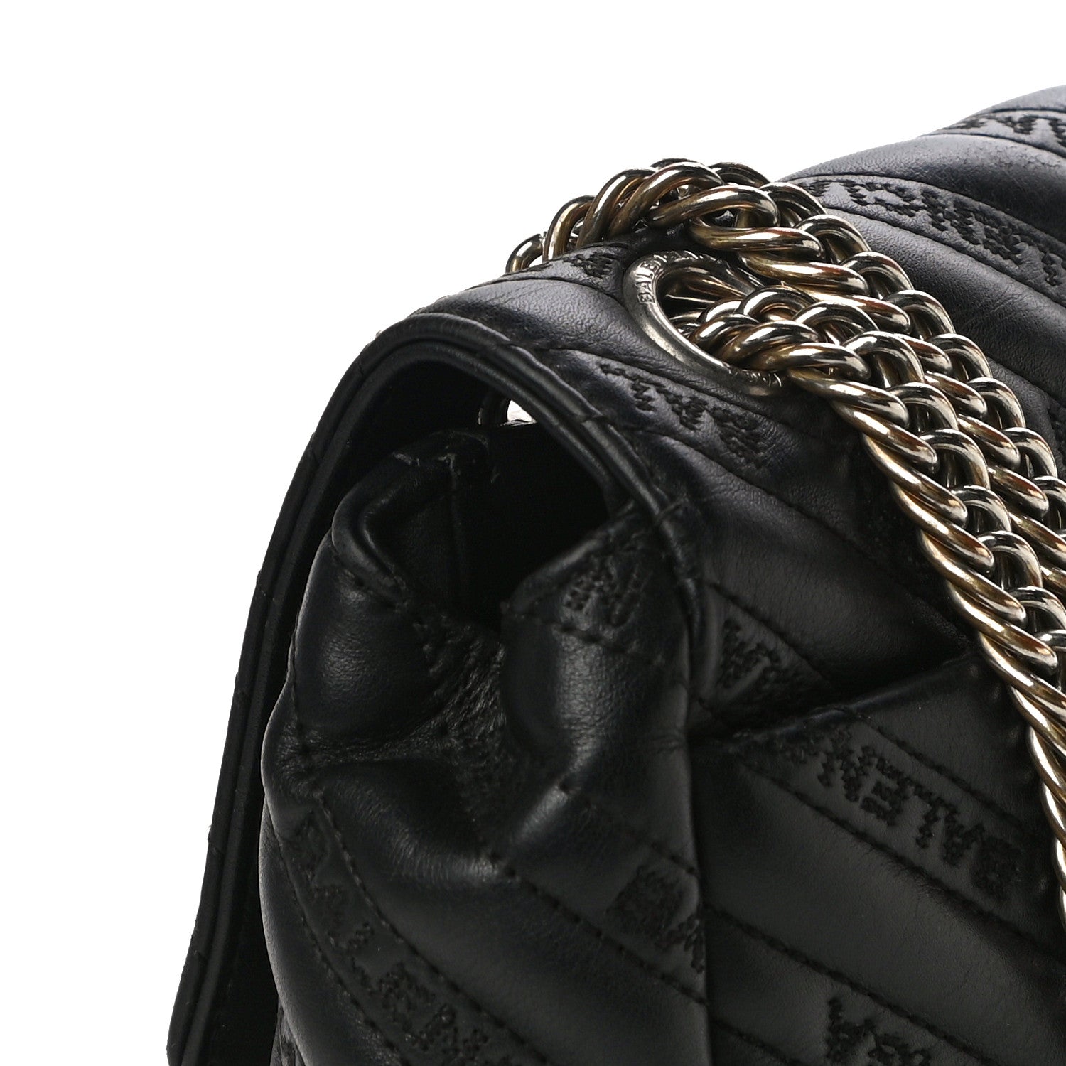 Balenciaga Calfskin Logo Matelasse M BB Chain Shoulder Bag Black 17 of 17