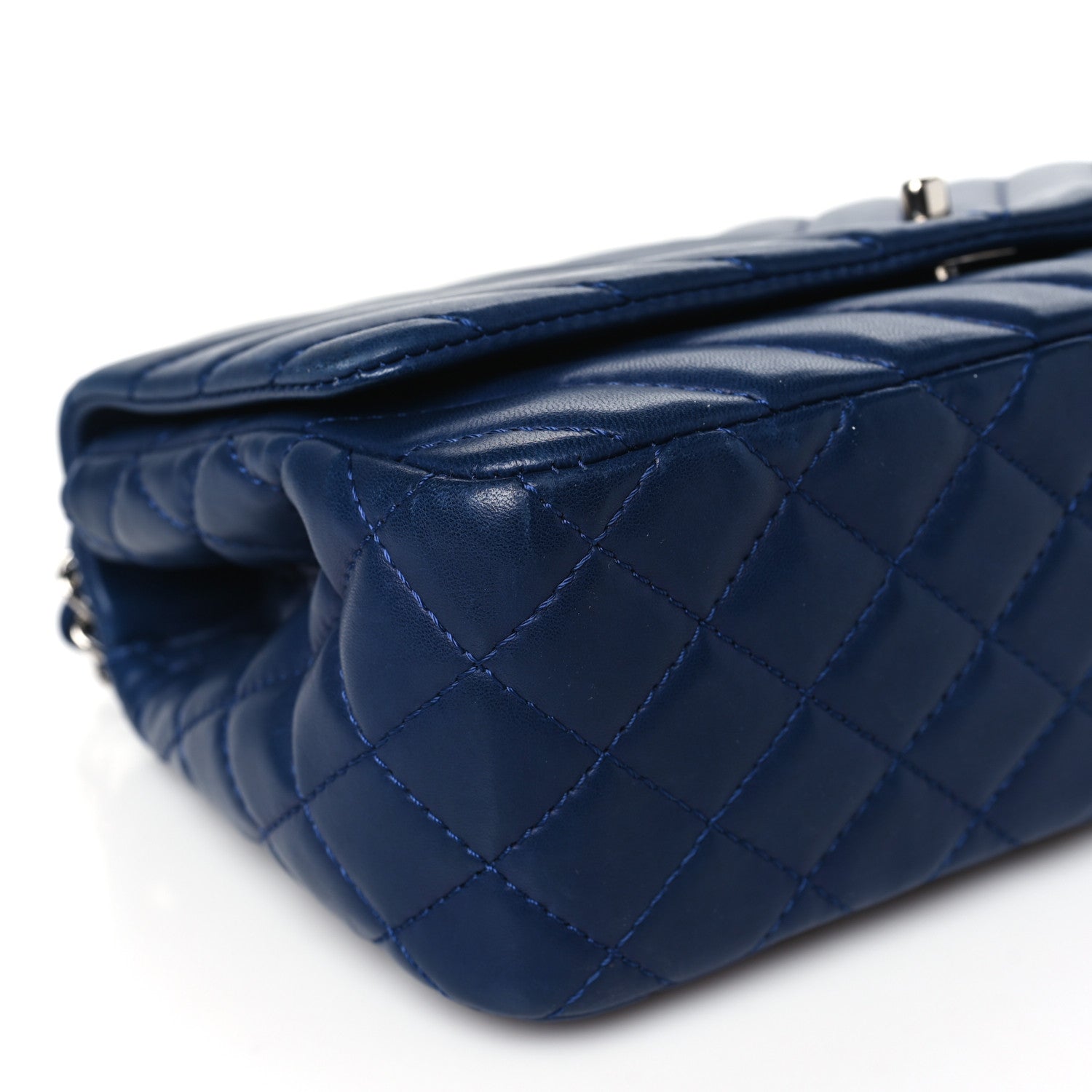 Chanel Lambskin Surpique Chevron Medium Single Flap Blue 9 of 12