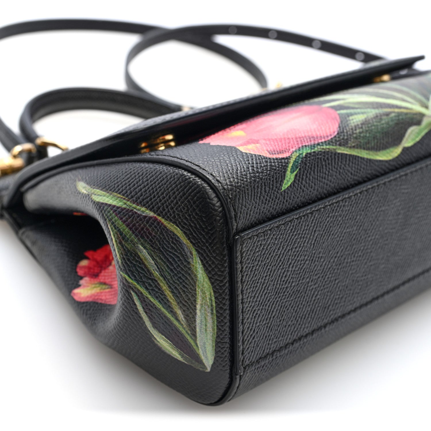 Dolce & Gabbana Dauphine Tulip Print Small Miss Sicily Satchel Black 8 of 9