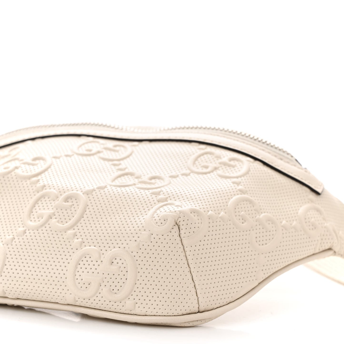 Calfskin GG Tennis Embossed Belt Bag Mystic White