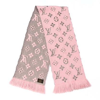 Louis Vuitton Wool Silk Logomania Shine Scarf Pink 2 of 3