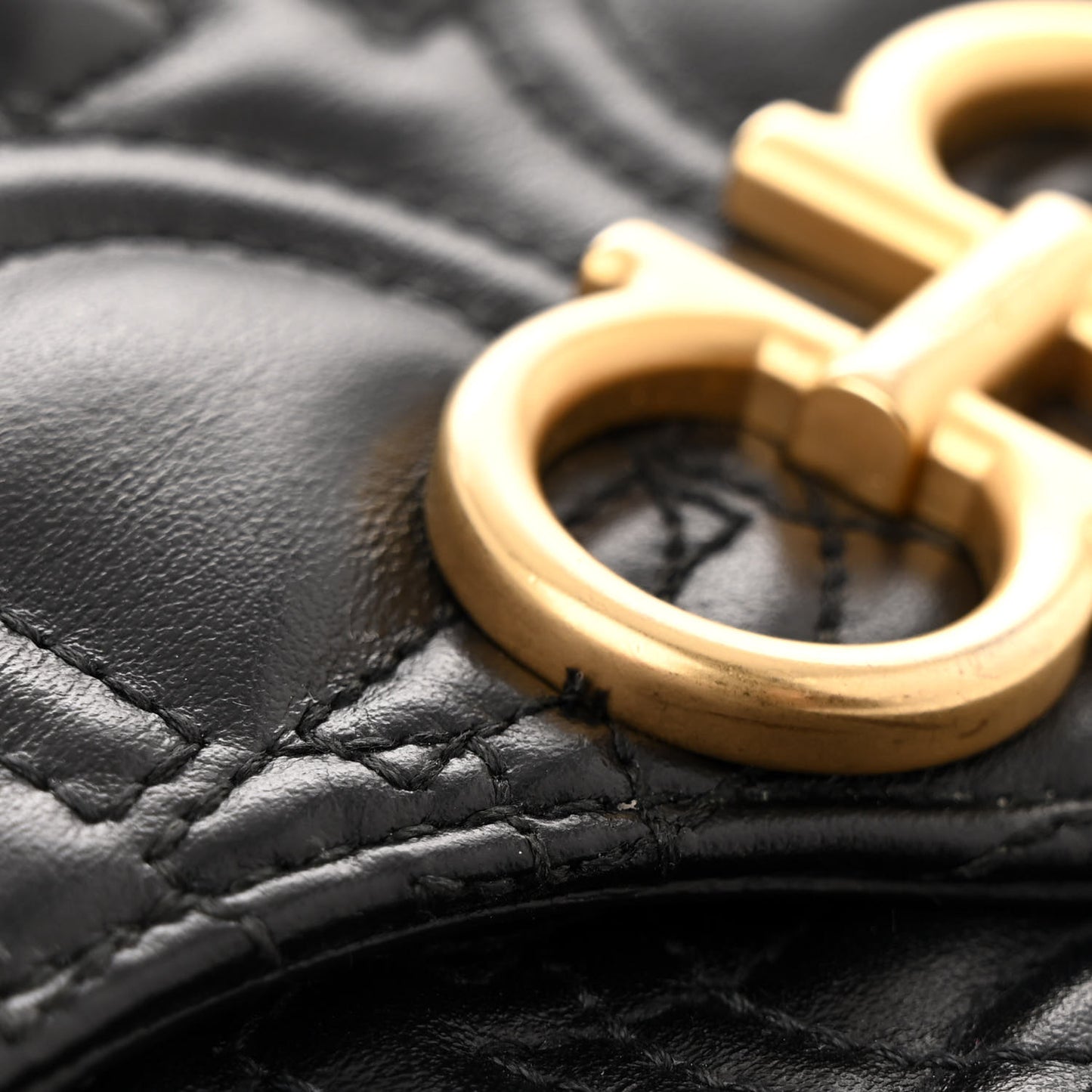 Calfskin Quilted Gancini Mini Bag Black