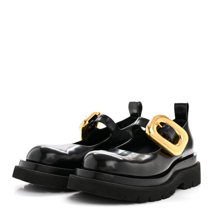 Bottega Veneta Brushed Calfskin Lug Mary-Jane Loafers 37.5 Black 4 of 9