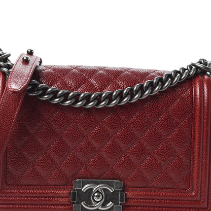 Chanel Caviar Quilted Medium Boy Flap Dark Red 10 of 11