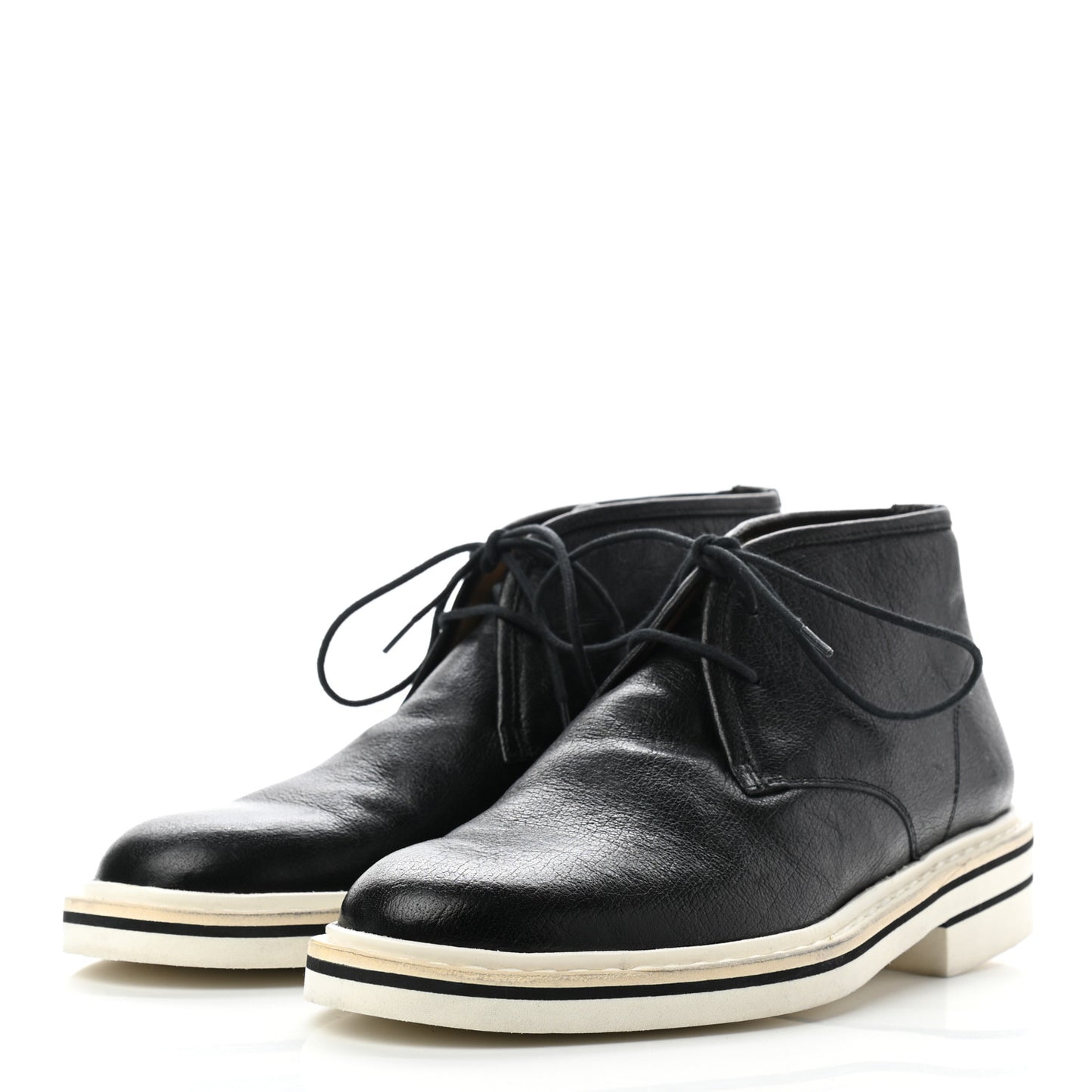 Calfskin Oxford Mid Rise Desert Ankle Boots 39.5 Black