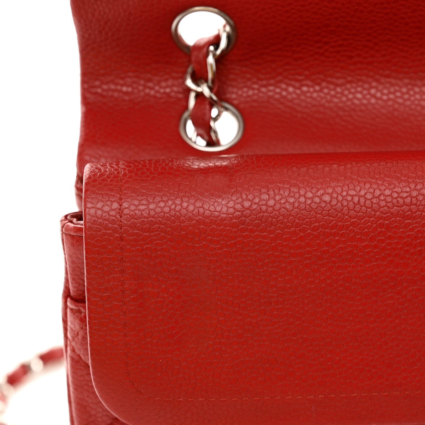 Caviar Quilted Medium Double Flap Red