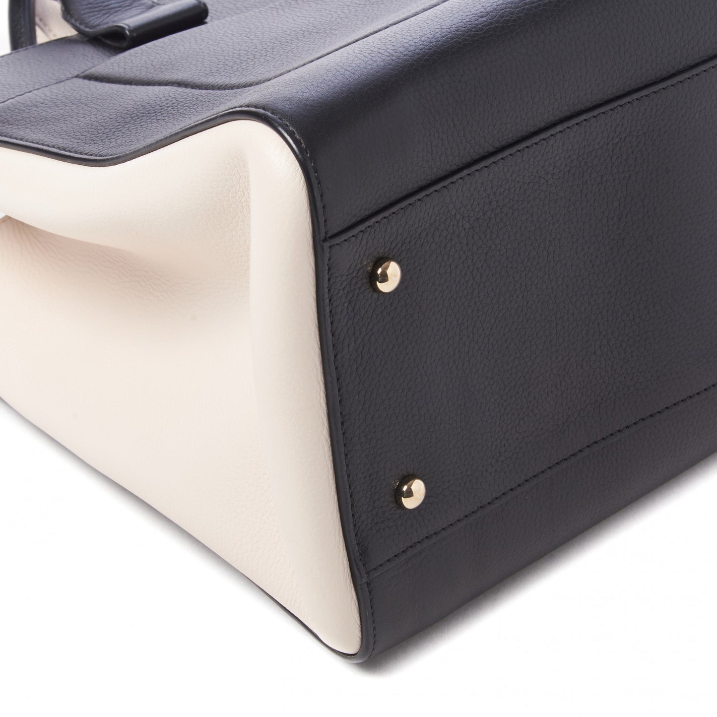 Grained Calfskin Medium Bi-Color Neo Executive Shopper Tote Black Beige